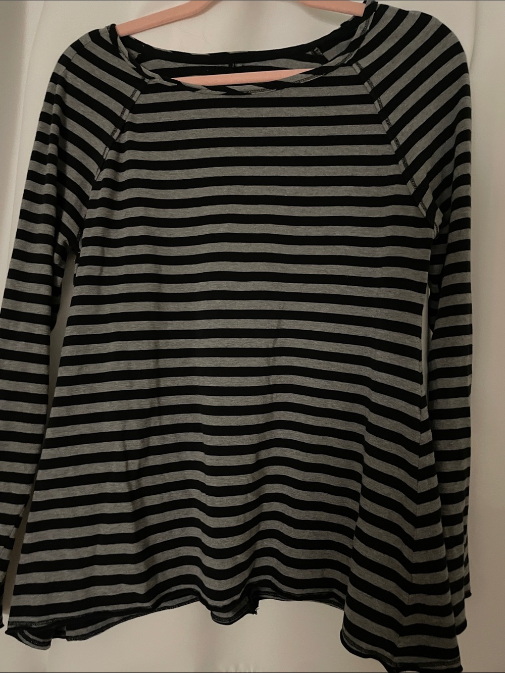 Andrea Jovine Black & Gray Striped Long Sleeve Top